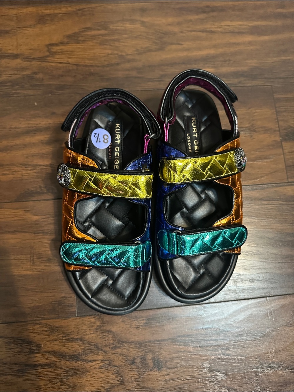 Kurt Geiger Women’s Metallic Rainbow Quilted Strap Sandals